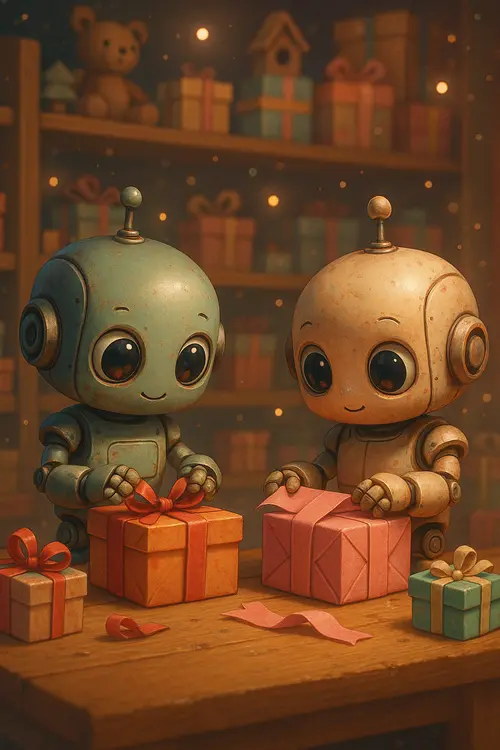Cute Robots Christmas wallpaper